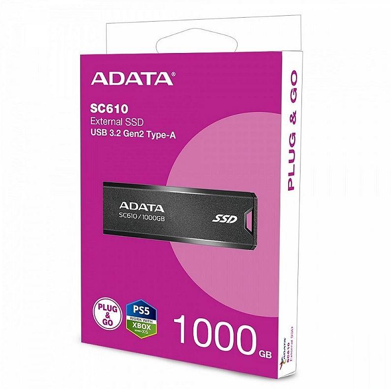 ADATA Sc610 SSD Externo 1Tb Usb 3.2 Gen2 Negro
		