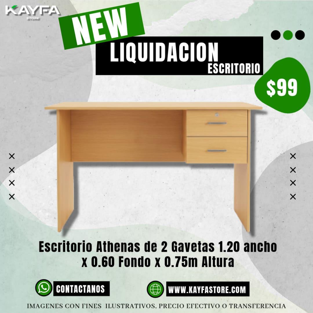 Escritorio Athenas de 2 Gavetas 1.20 ancho x 0.60 Fondo x 0.75m Altura
