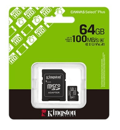 MICROSD, KINGSTON 64GB MICROSDXC CANVAS SELECT PLUS GEN3 100MB/S A1 C, SDCS3/64GB