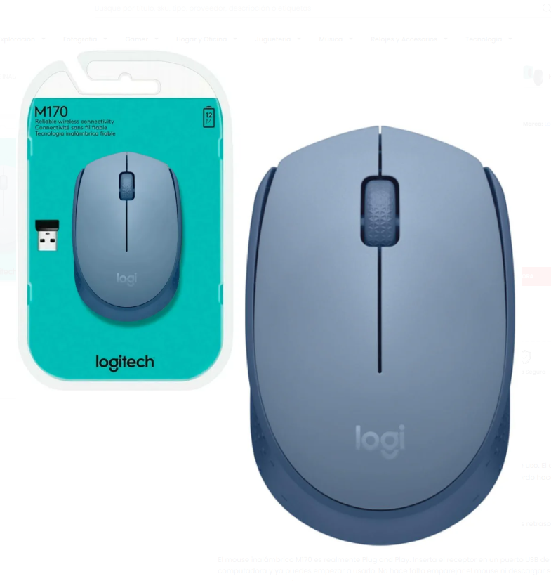 MOUSE LOGITECH M170 BLUE/GRAY  910-006863 WIRELESS 2.4 GHZ 
