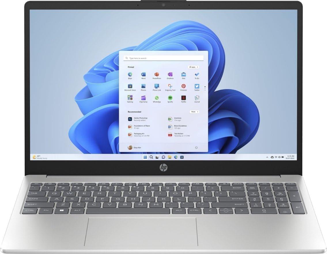NOTEBOOK HP 15, AMD RYZEN 5-7520U, 8GB, 1TB SSD, AMD RADEON, 15.6” (1920X1080) IPS, TOUCH, W11, NATURAL SILVER