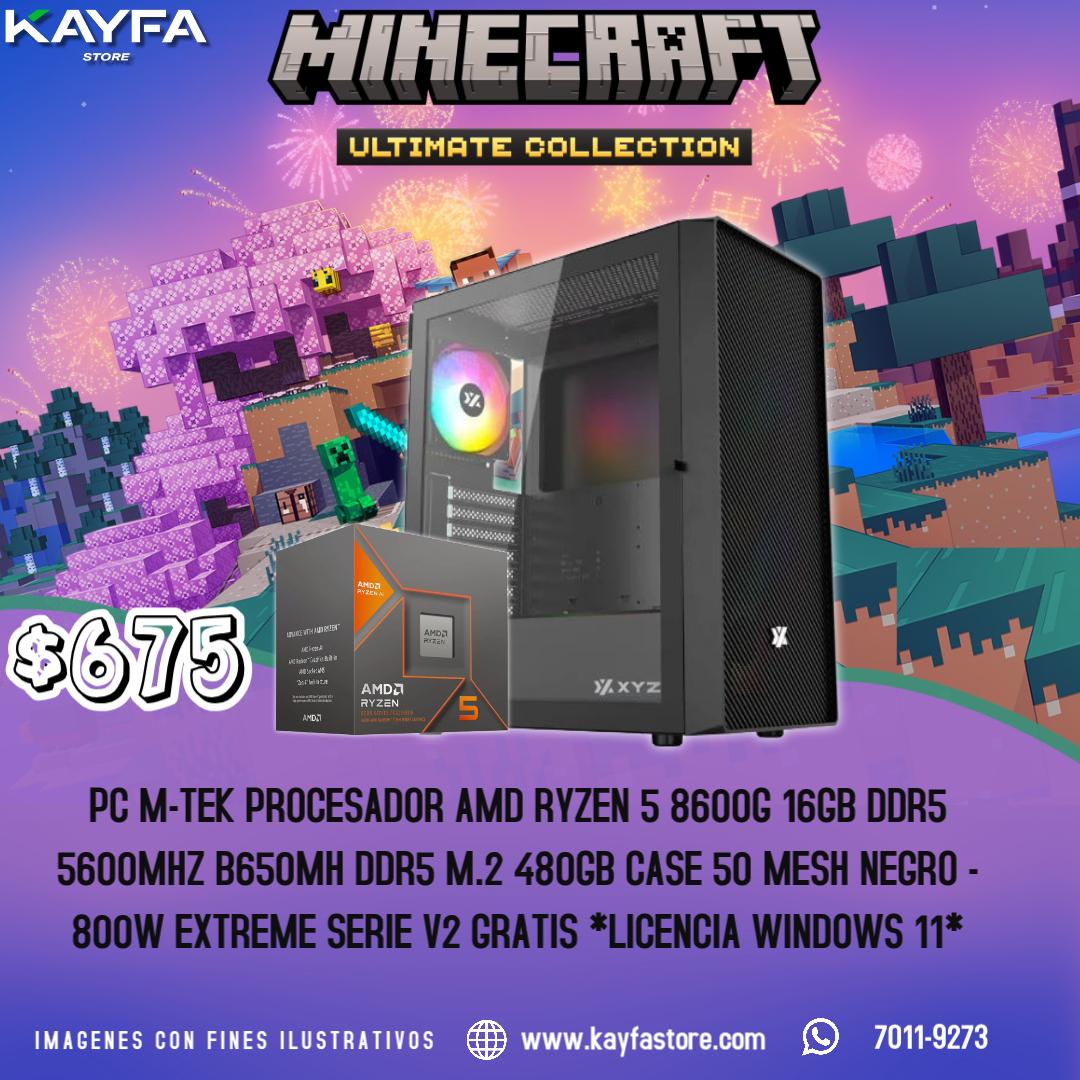 PC M-TEK PROCESADOR AMD RYZEN 5 8600G 16GB DDR5 5600MHZ B650MH DDR5 M.2 480GB CASE 50 MESH NEGRO - 800W EXTREME SERIE V2 GRATIS *LICENCIA WINDOWS 11*